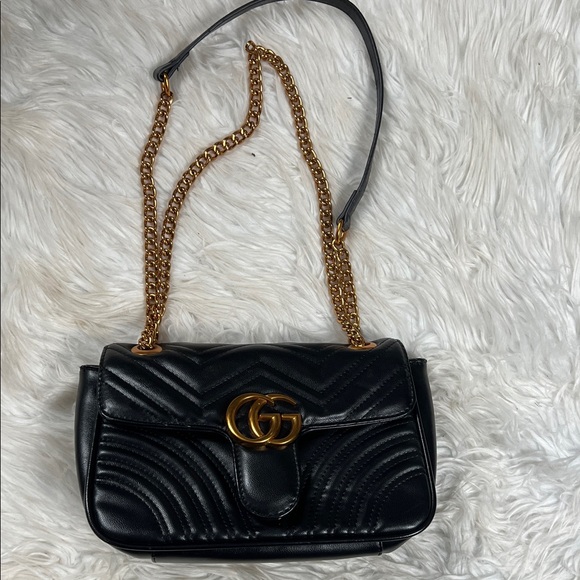 Black Quilted Leather Shoulder Bag - Picture 1 of 7
